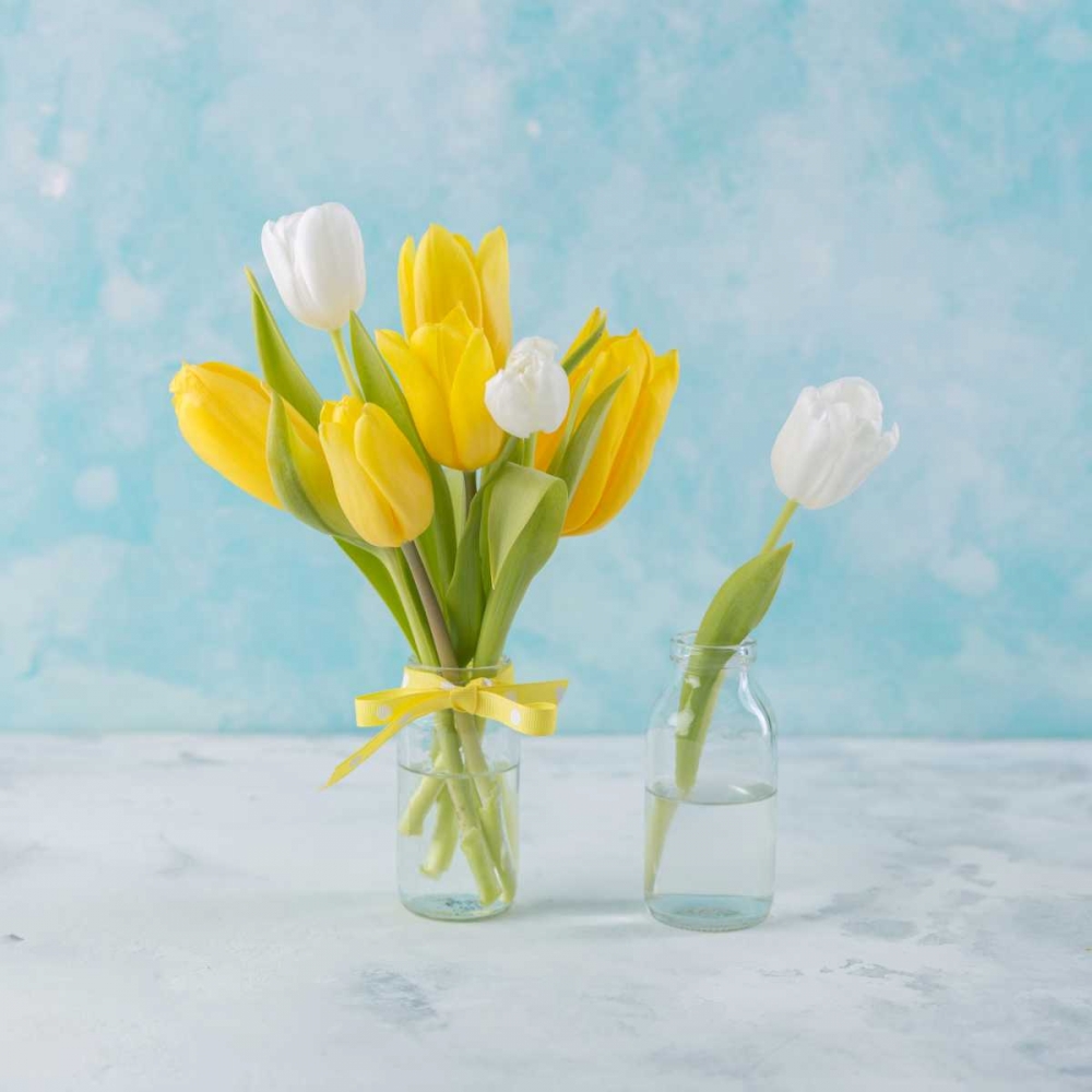 Wall art: Fresh Tulips in glass bottle, by Frank, Assaf