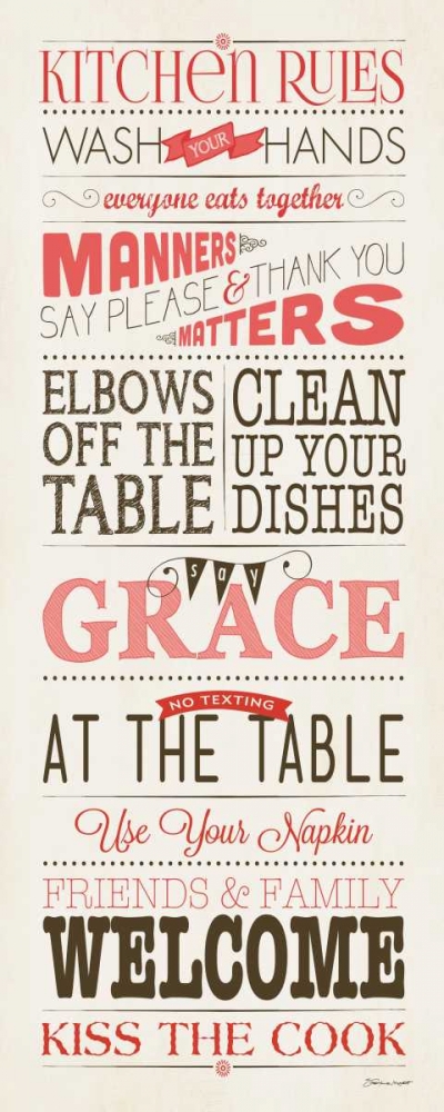 Wall Art Painting id:107436, Name: Kitchen Rules, Artist: Marrott, Stephanie