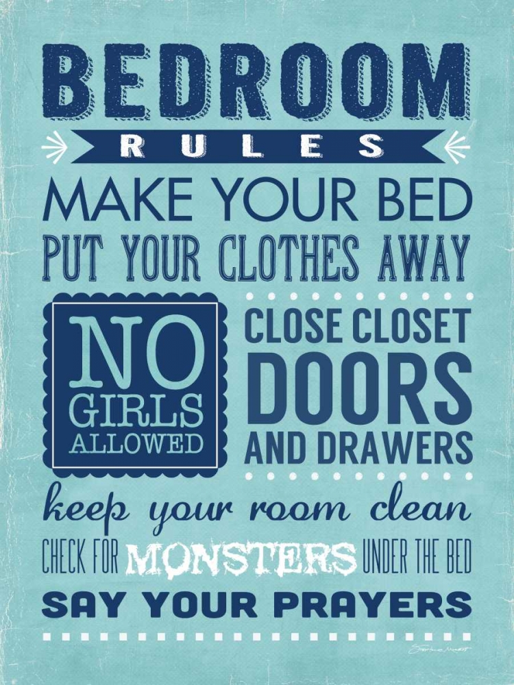 Wall Art Painting id:70373, Name: Bedroom Rules , Artist: Marrott, Stephanie