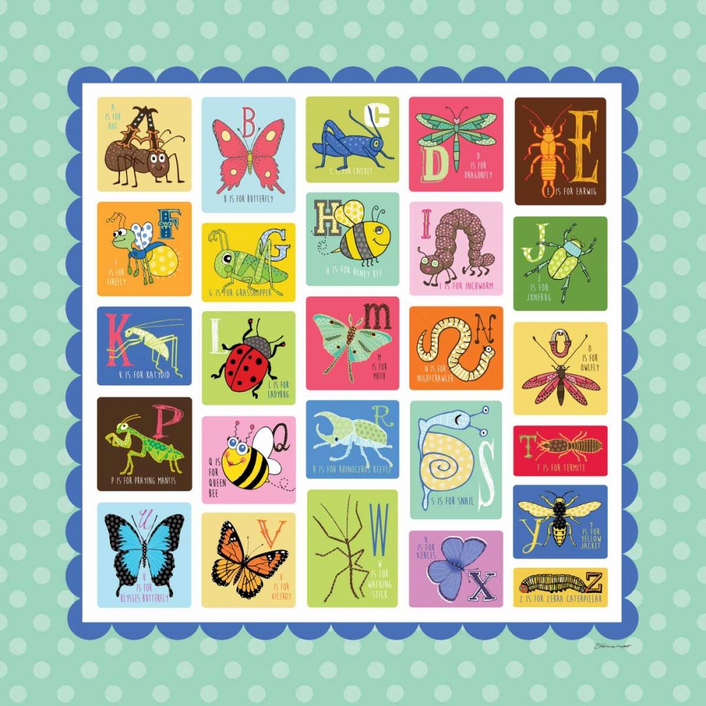 Wall Art Painting id:70506, Name: Bug Alphabet , Artist: Marrott, Stephanie