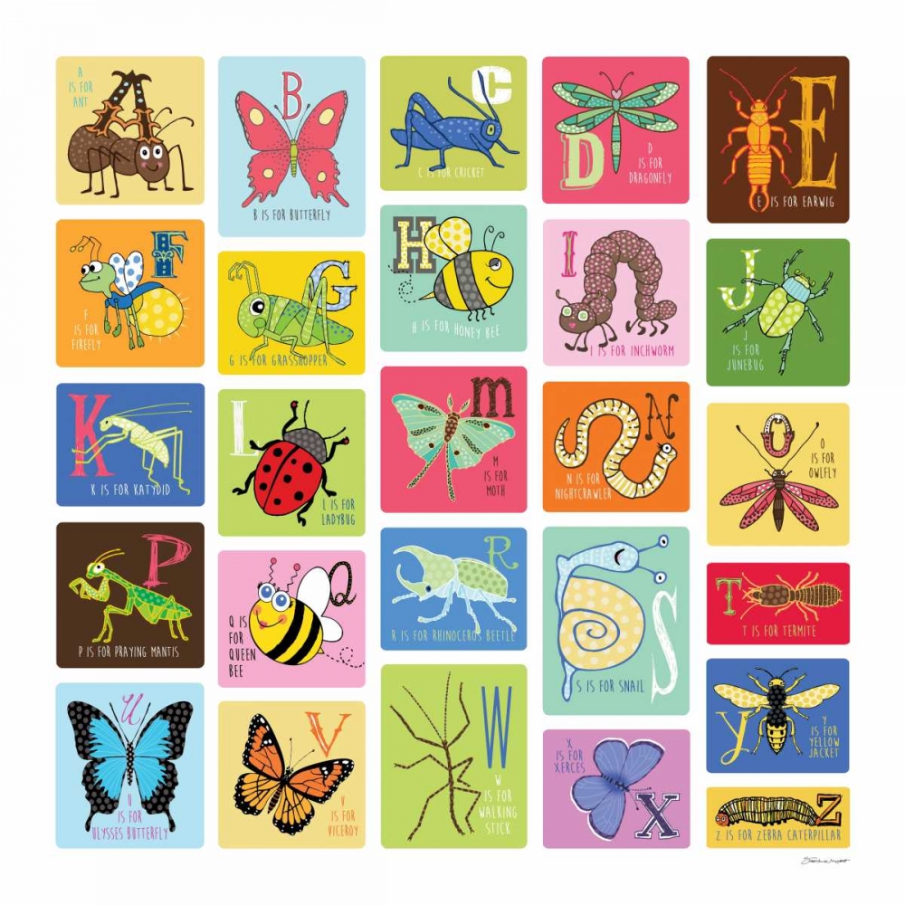 Wall Art Painting id:70508, Name: Bug Alphabet III, Artist: Marrott, Stephanie