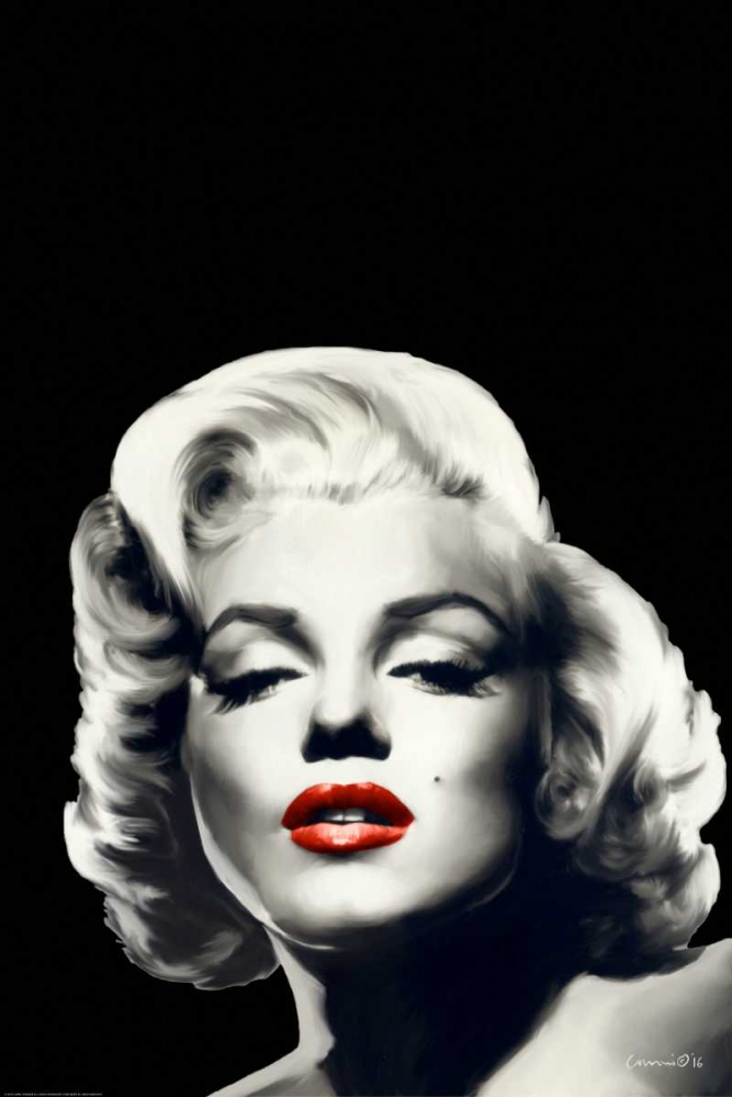 Wall Art Painting id:172457, Name: Red Lips Marilyn In Black, Artist: Consani, Chris