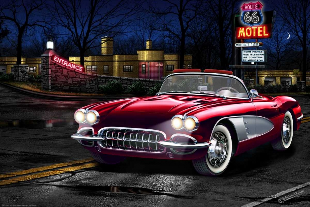 Wall Art Painting id:172495, Name: Red Vette 66, Artist: Flint, Helen
