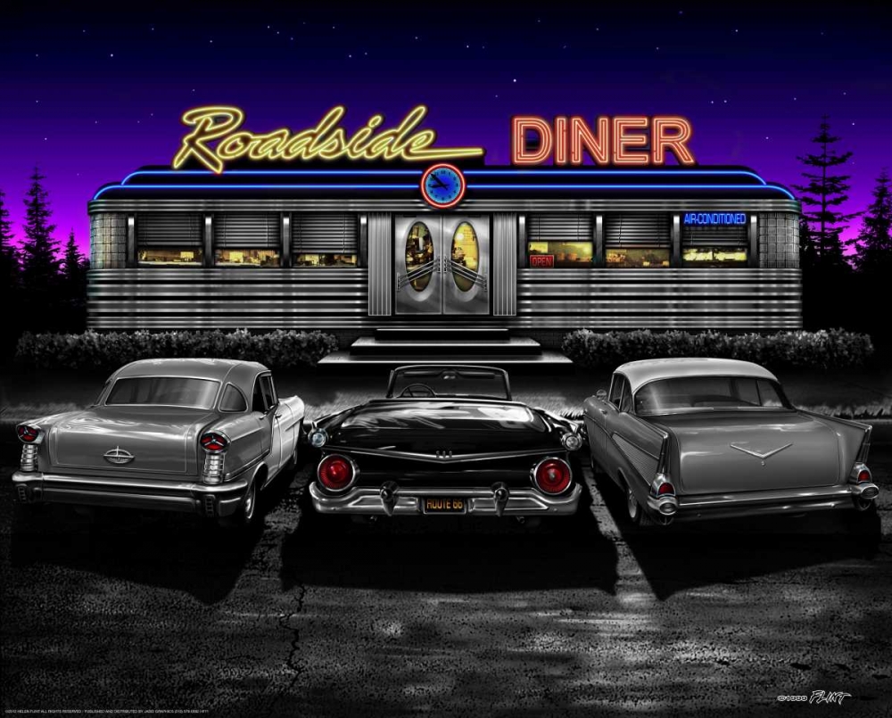 Wall Art Painting id:83015, Name: Roadside Diner, Artist: Flint, Helen