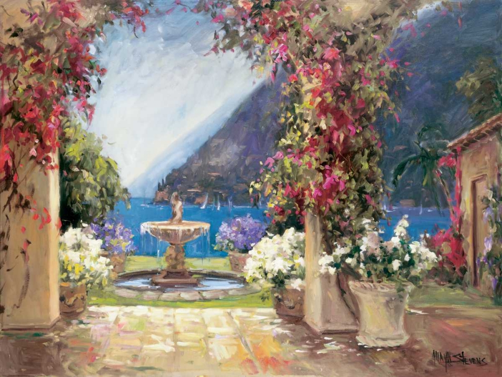 Wall Art Painting id:172750, Name: Seaside Fountain, Artist: Stevens, Allayn