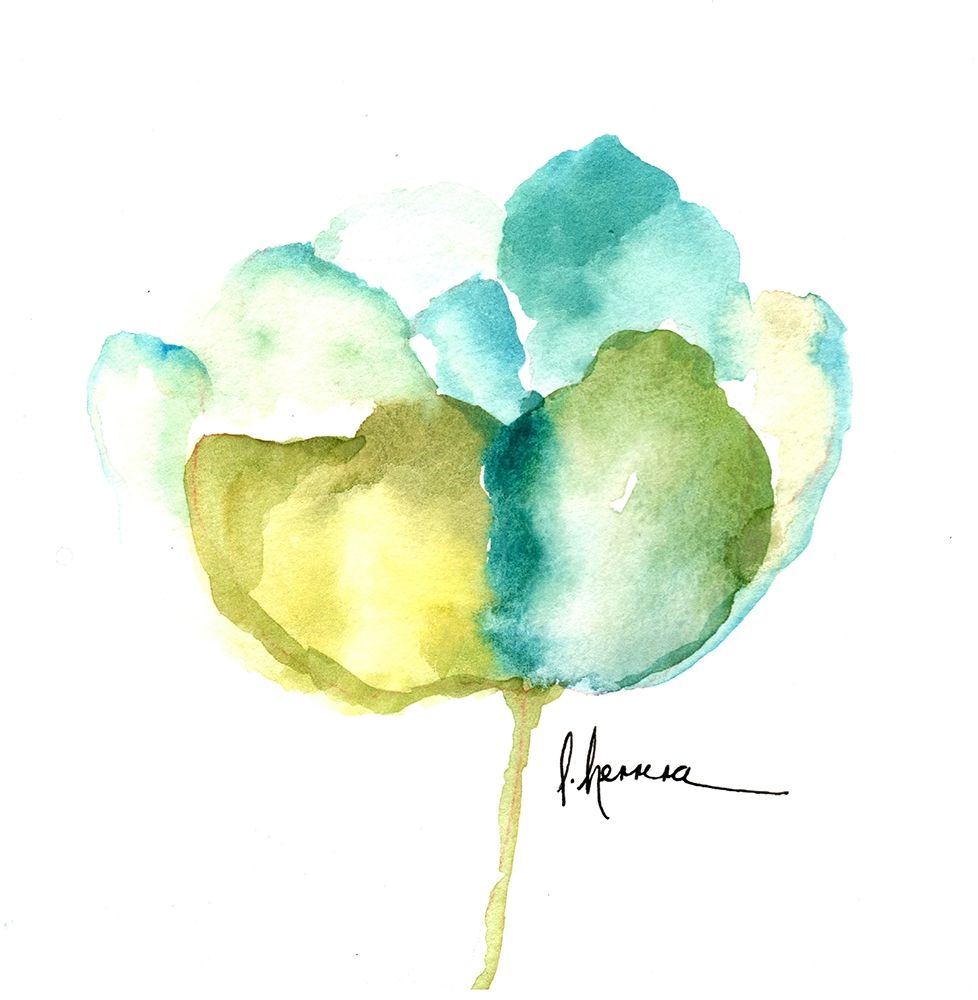 Art Print: Flor Azul Verde