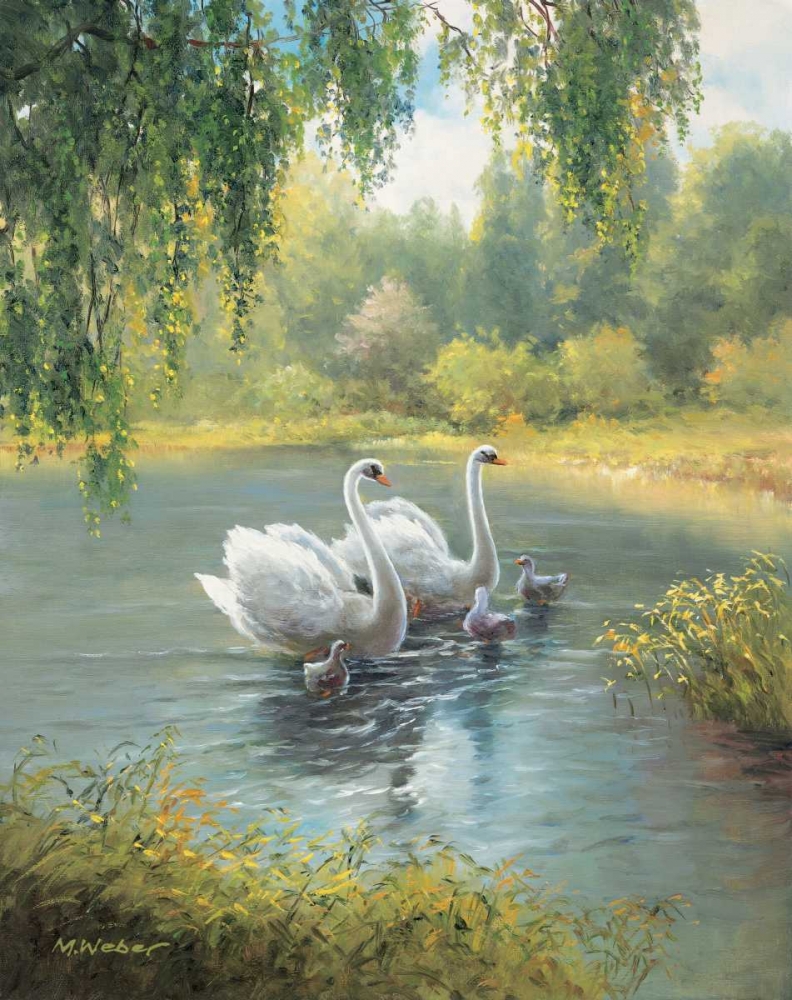 Wall Art Painting id:122043, Name: Swan Family I, Artist: Weber, Max