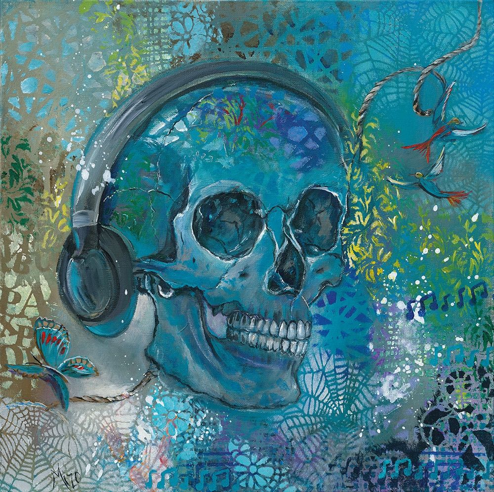 Wall Art Painting id:248263, Name: HEAD SET SKULL, Artist: Mizo