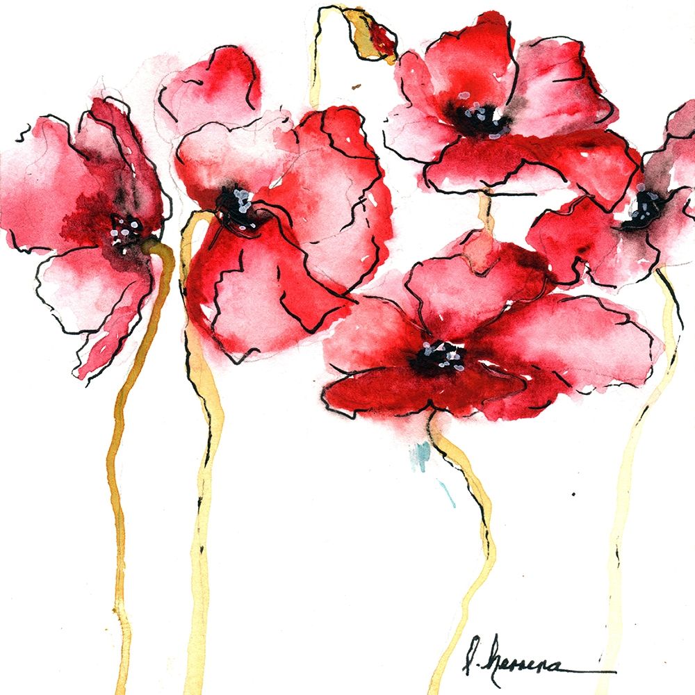 Art Print: WATERCOLOR POPPIES II