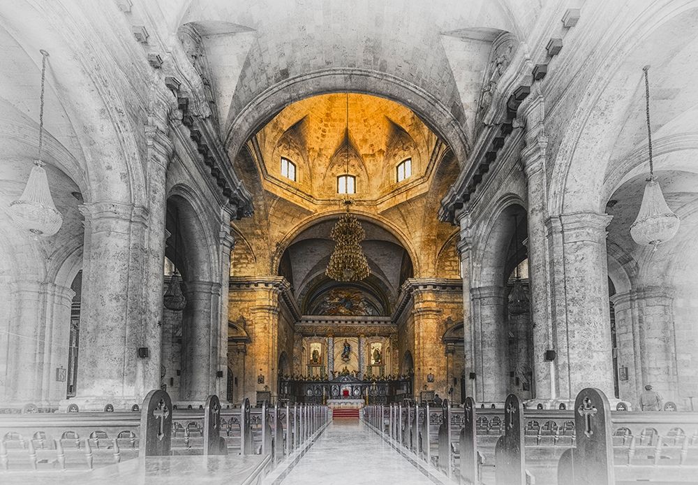 Art Print: Church in Cuba Yellow