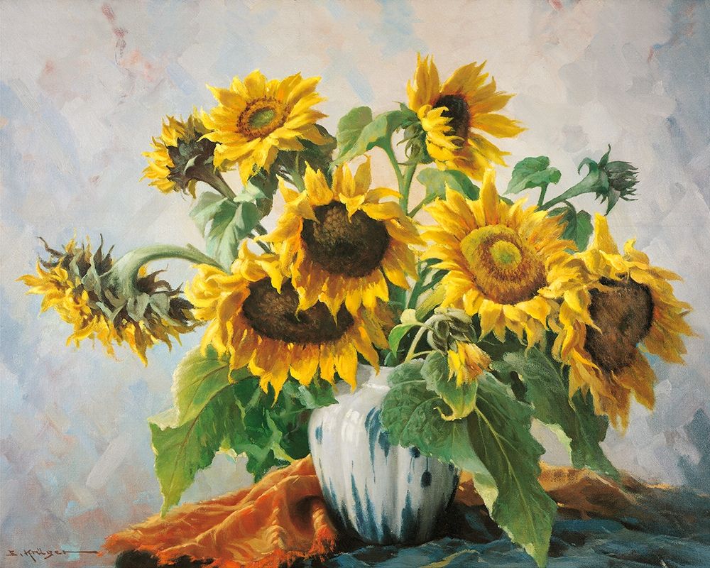 Wall Art Painting id:248189, Name: SUNFLOWERS, Artist: Krueger, E.