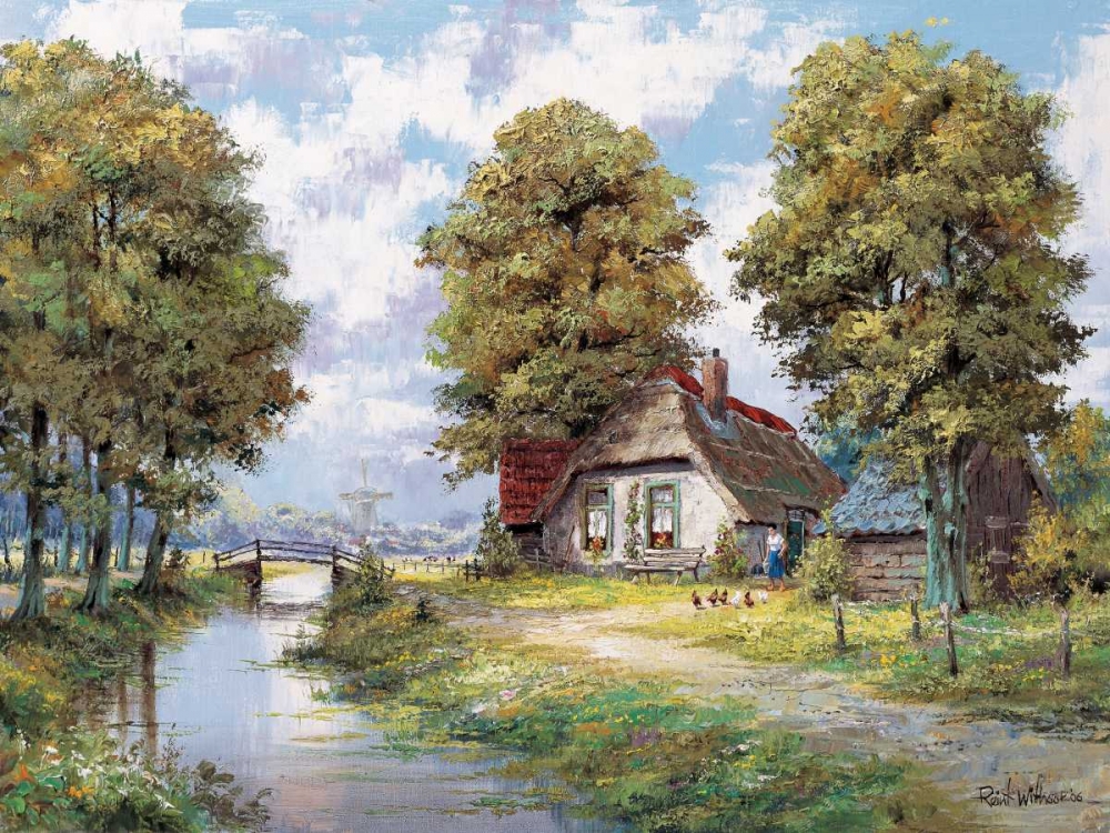Art Print: Farmhouse near river