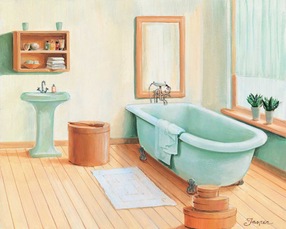 Wall Art Painting id:85466, Name: Bathroom in green I, Artist: Jasper