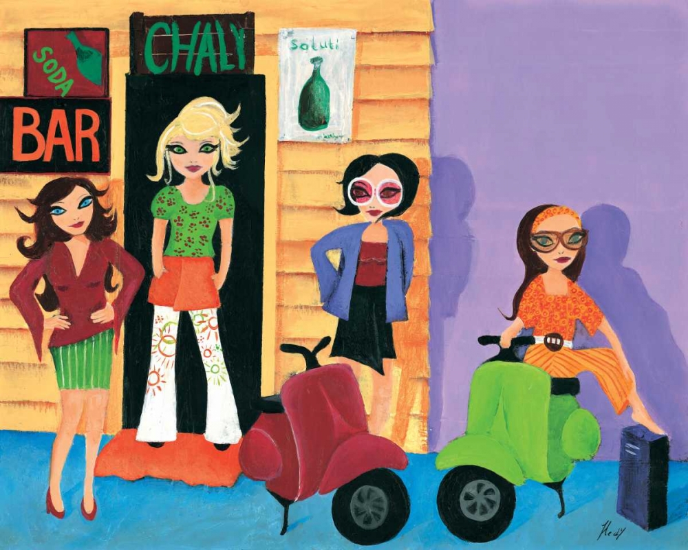 Wall art: Scooter fun I, by Hedy