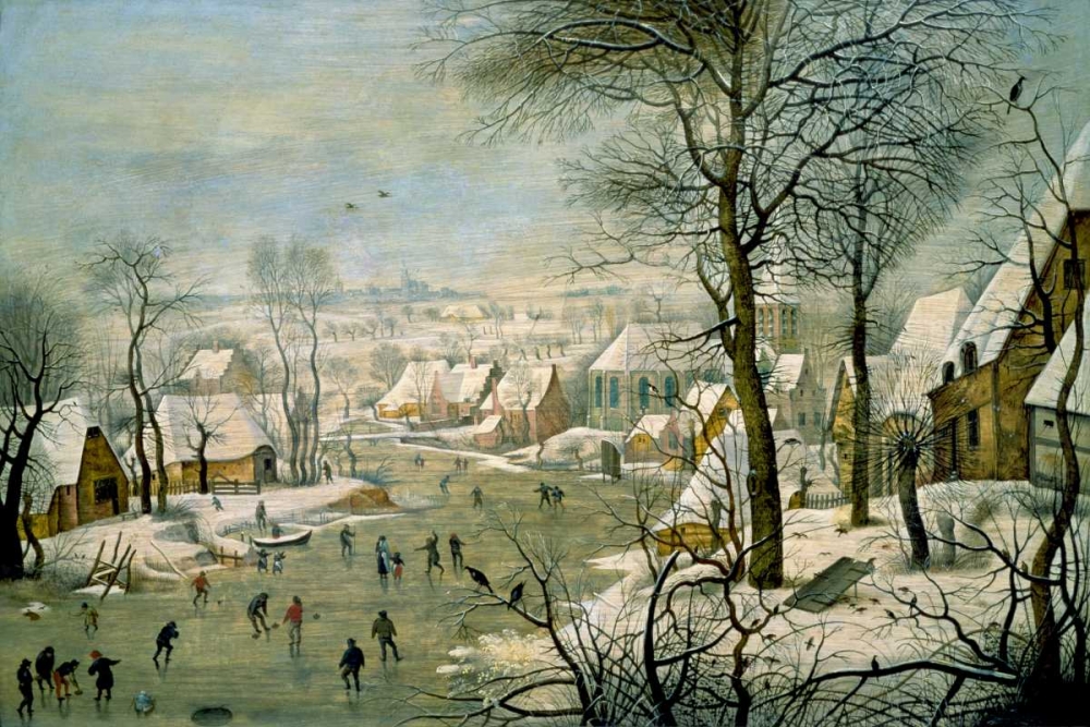 Art Print: A Winter Landscape with Skaters and a Bird Trap