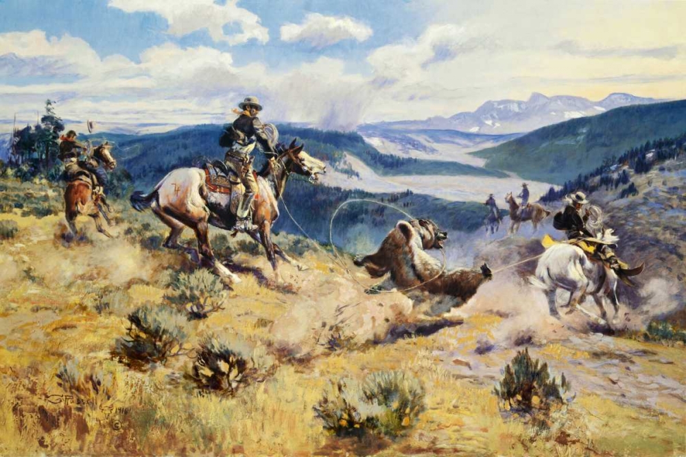 Wall Art Painting id:93558, Name: Loops and Swift Horses Are Surer Than Lead, Artist: Russell, Charles M.