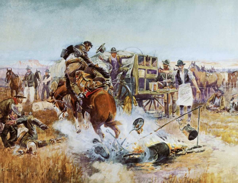 Wall Art Painting id:93563, Name: Bronc to Breakfast, Artist: Russell, Charles M.