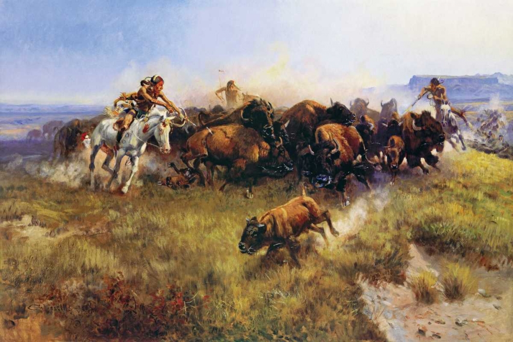 Wall Art Painting id:93569, Name: The Buffalo Hunt, Artist: Russell, Charles M.