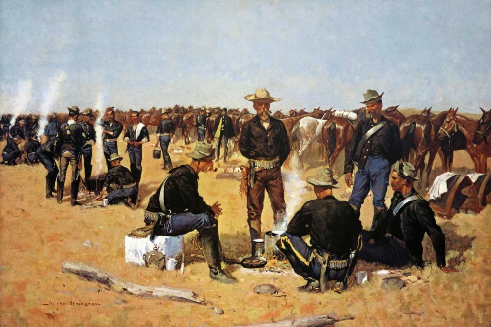 Wall art: A Calvarymans Breakfast On The Plains, by Remington, Frederic