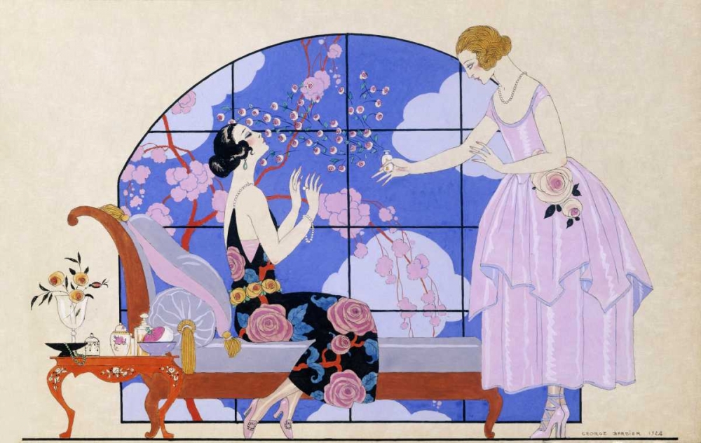 Wall Art Painting id:88761, Name: Two Ladies In a Salon, Artist: Barbier, Georges