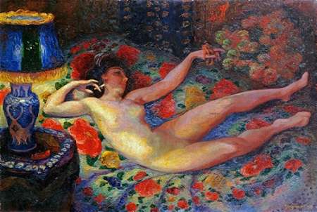 Wall art: Nude With a Blue Lamp, by Bracquemond, Felix