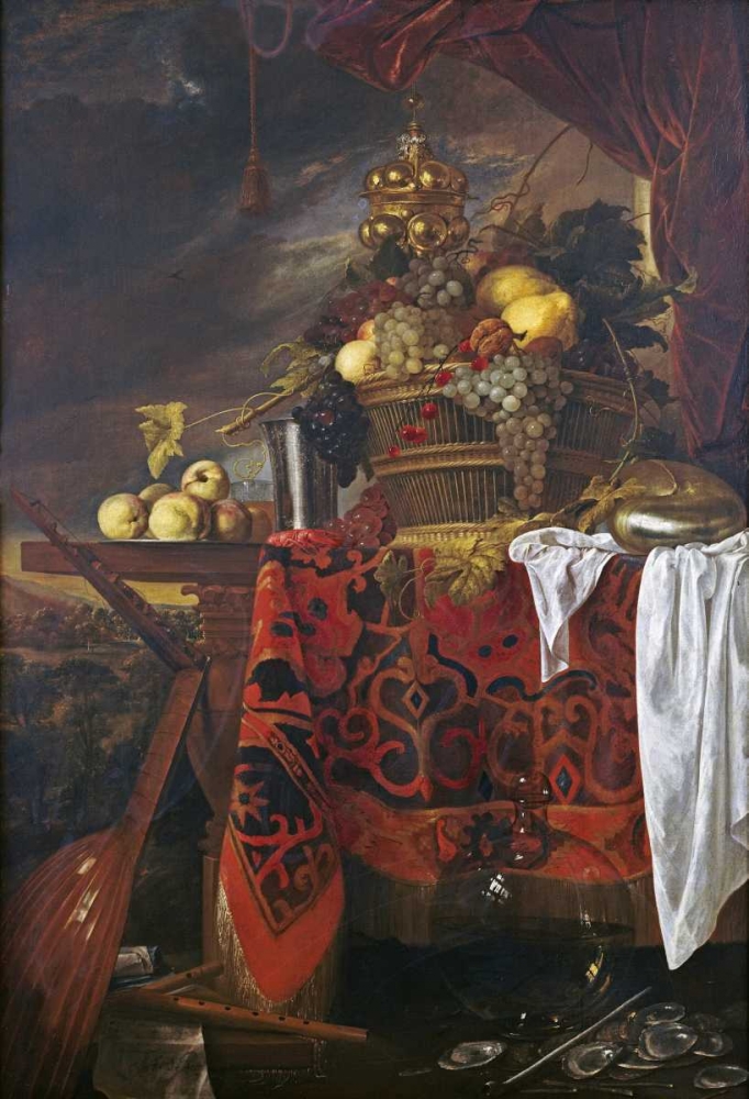 Art Print: A Basket of Mixed Fruit With Gilt Cup