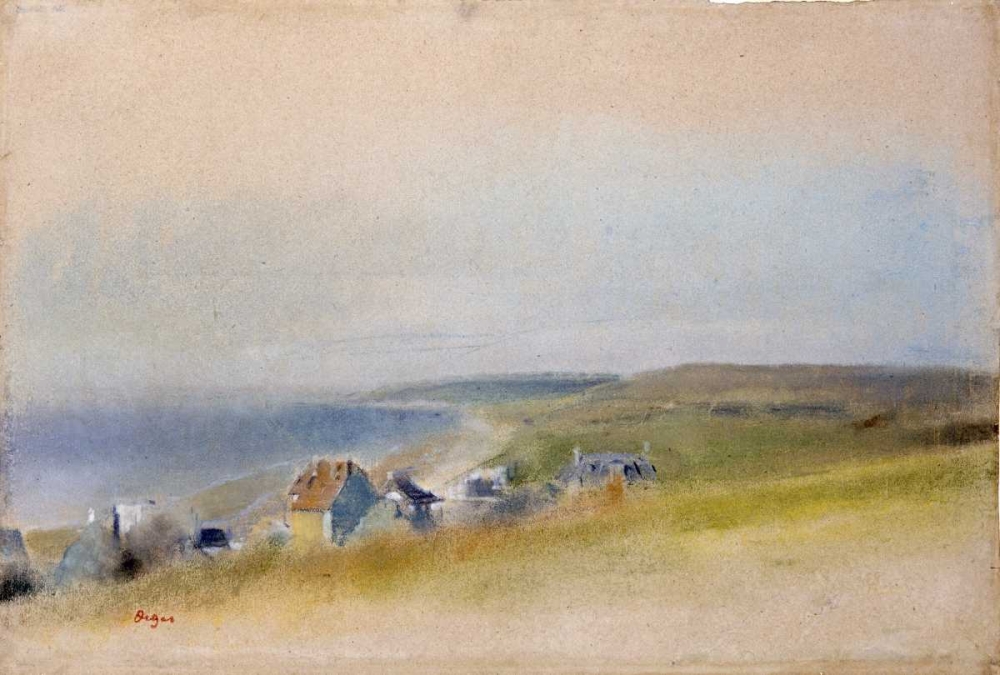 Wall Art Painting id:88864, Name: Houses On The Cliff Edge at Villers-Sur-Mer, Artist: Degas, Edgar