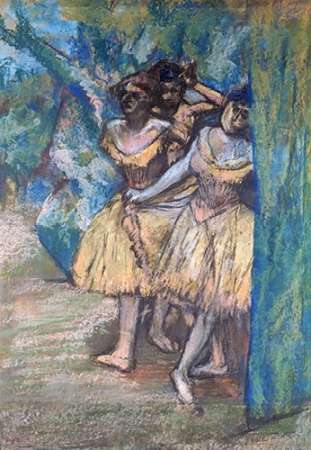Wall Art Painting id:184787, Name: Three Dancers, With a Backdrop of Trees and Rocks, Artist: Degas, Edgar