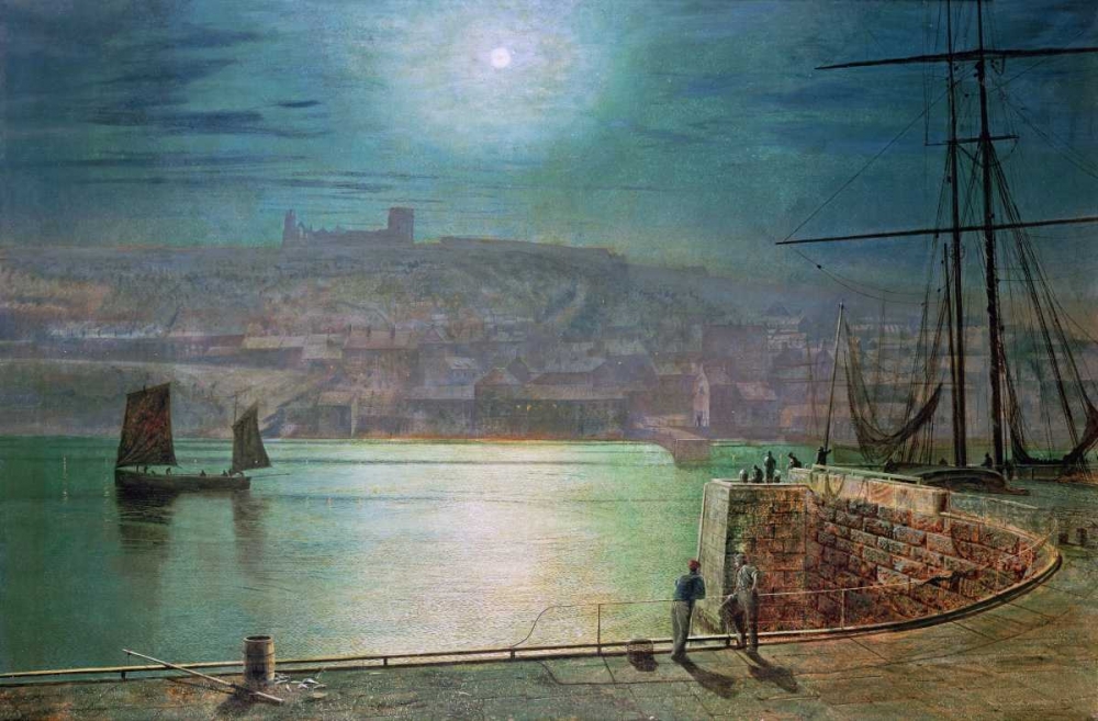 Wall Art Painting id:88912, Name: Whitby Harbour By Moonlight, Artist: Grimshaw, John Atkinson