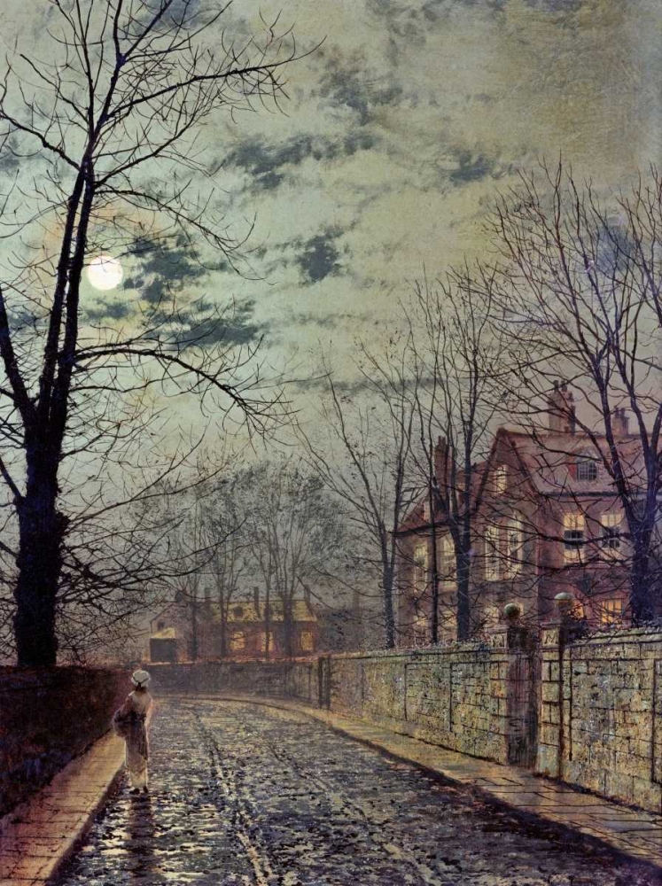 Wall Art Painting id:88913, Name: A Moonlit Road, Artist: Grimshaw, John Atkinson