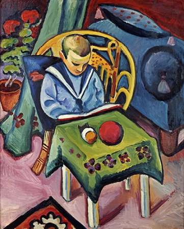 Wall Art Painting id:184901, Name: A Young Boy With Books and Toys, Artist: Macke, August