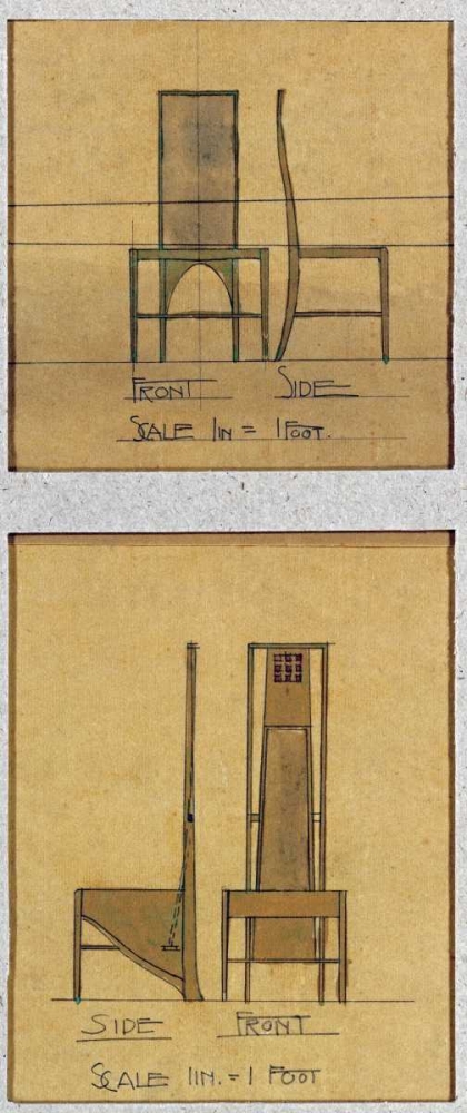 Wall Art Painting id:88991, Name: Design For Chairs, 1903, Artist: Mackintosh, Charles Rennie