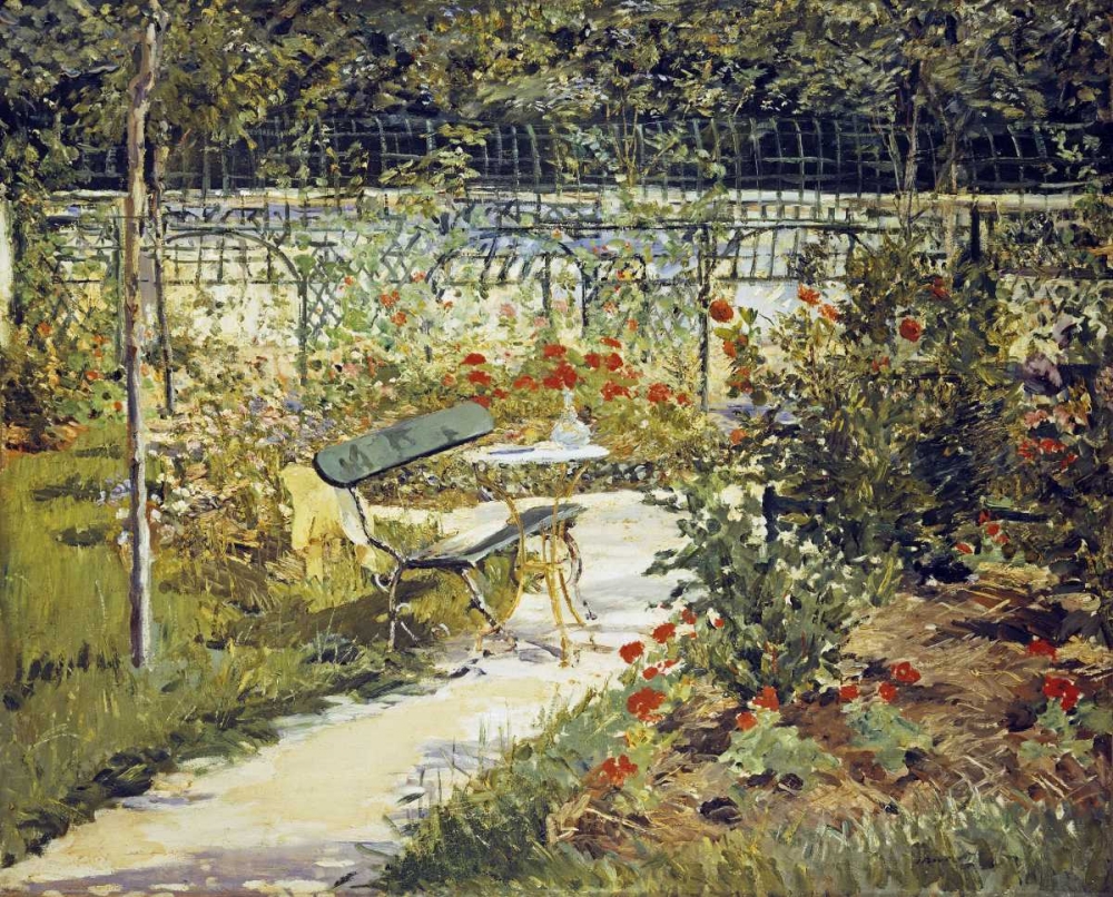 Wall Art Painting id:88999, Name: The Bench, Garden at Versailles, Artist: Manet, Edouard