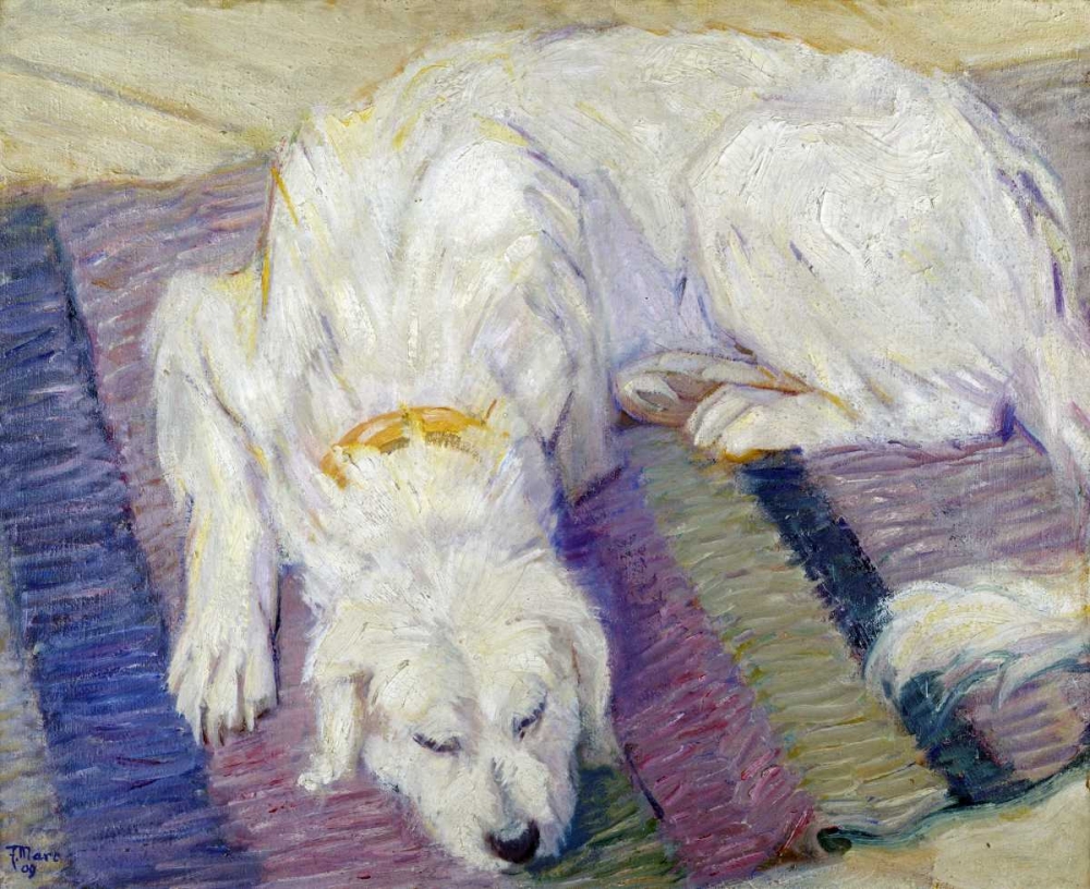 Wall Art Painting id:89002, Name: Liegender Hund - Hundeportrat, Artist: Marc, Franz