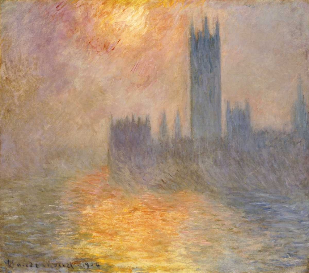 Wall Art Painting id:89039, Name: Parliament at Sunset, Artist: Monet, Claude