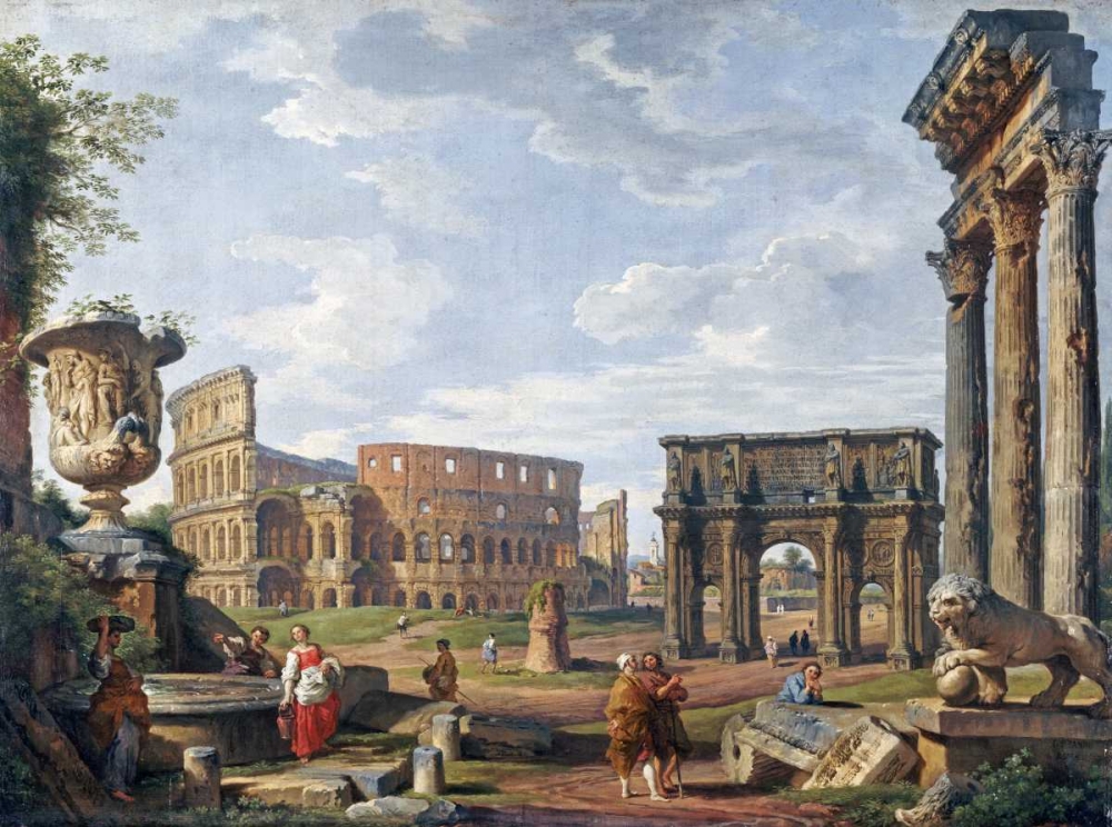 Art Print: A Capriccio View of Rome With The Colosseum