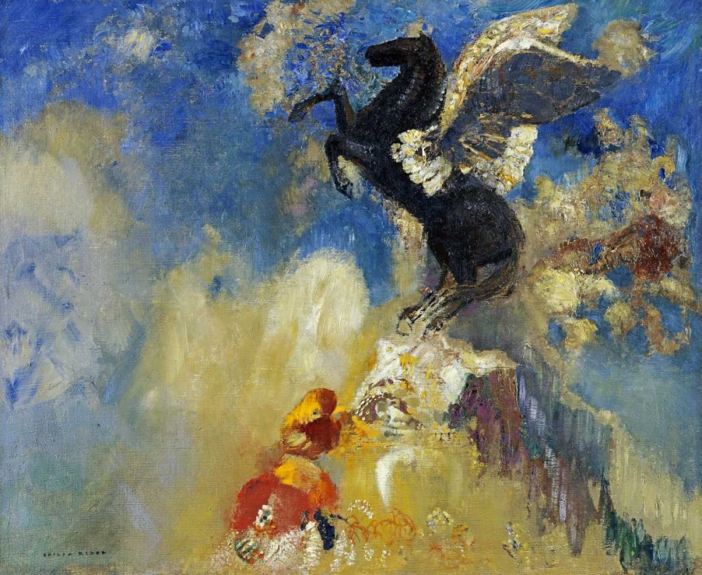 Wall Art Painting id:89137, Name: The Black Pegasus, Artist: Redon, Odilion