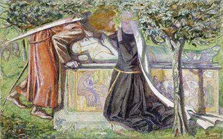 Wall Art Painting id:184981, Name: Arthurs Tomb: Sir Launcelot Parting From Guenevere, Artist: Rossetti, Dante Gabriel