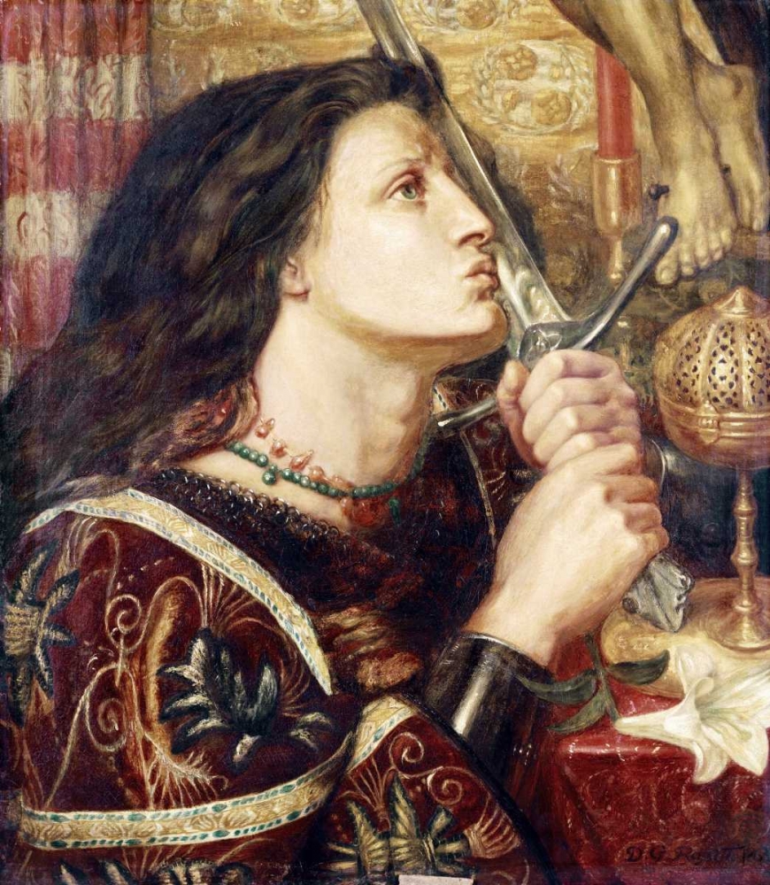 Wall Art Painting id:89188, Name: Joan of Arc Kissing The Sword of Deliverance, Artist: Rossetti, Dante Gabriel