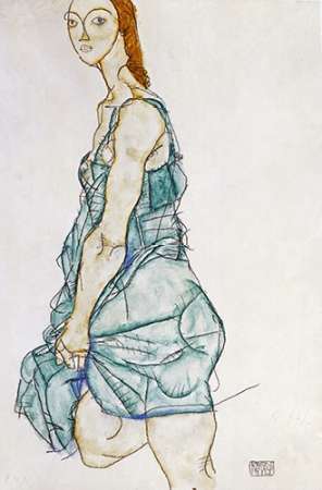 Wall Art Painting id:184989, Name: Upright Standing Woman, Artist: Schiele, Egon
