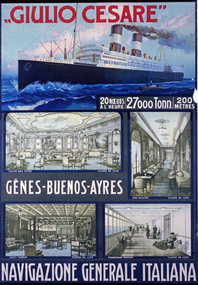 Wall Art Painting id:89267, Name: Navigazione Generale Italiana, Giulio Cesare, Artist: Unknown
