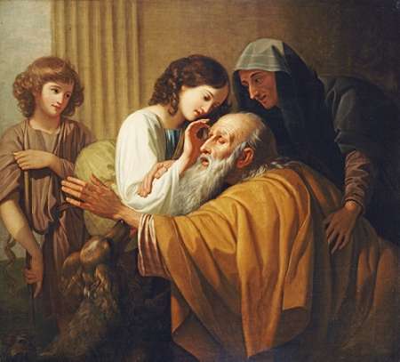 Art Print: Tobias Curing His Fathers Blindness