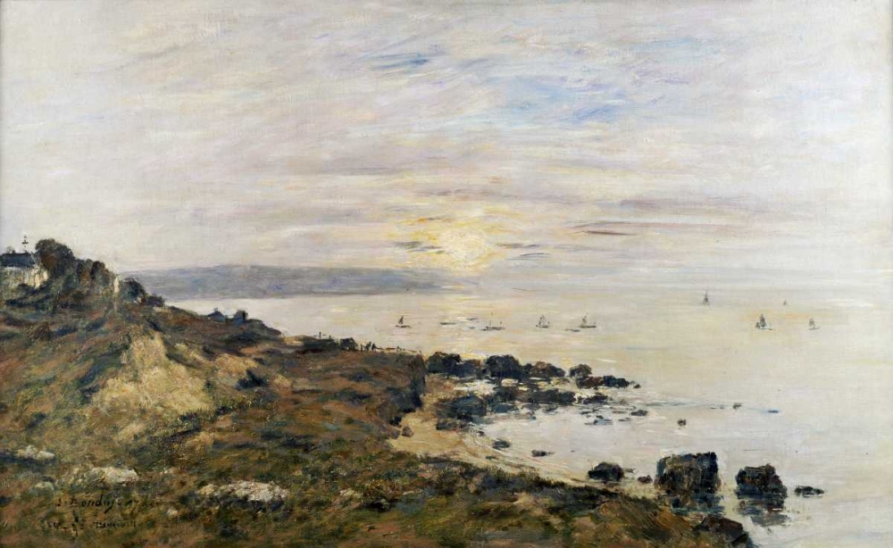 Wall Art Painting id:89403, Name: Cliffs at Benerville, Sunset, Artist: Boudin, Eugene