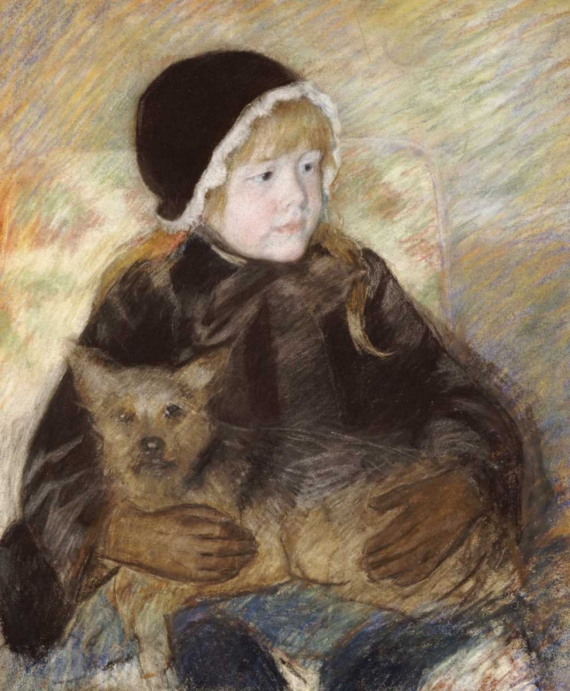 Wall Art Painting id:89443, Name: Elsie Cassat Holding a Big Dog, Artist: Cassatt, Mary
