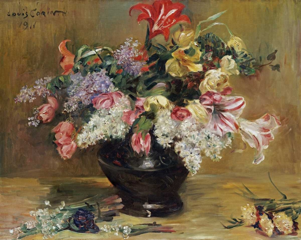 Wall Art Painting id:89464, Name: Amaryllis, Lilac and Tulips, Artist: Corinth, Lovis