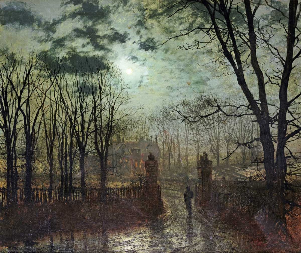 Wall Art Painting id:89617, Name: At The Park Gate, Artist: Grimshaw, John Atkinson