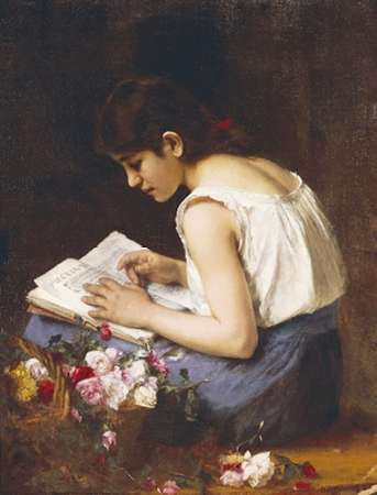 Wall Art Painting id:185232, Name: A Girl Reading, Artist: Harlamoff, Alexei Alexeiewitsch