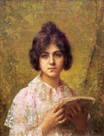 Wall Art Painting id:185234, Name: Young Woman Holding a Book, Artist: Harlamoff, Alexei Alexeiewitsch