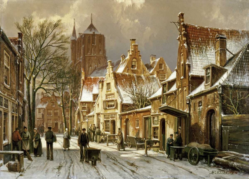 Wall art: A Winter Street Scene, by Koekkoek, Willem