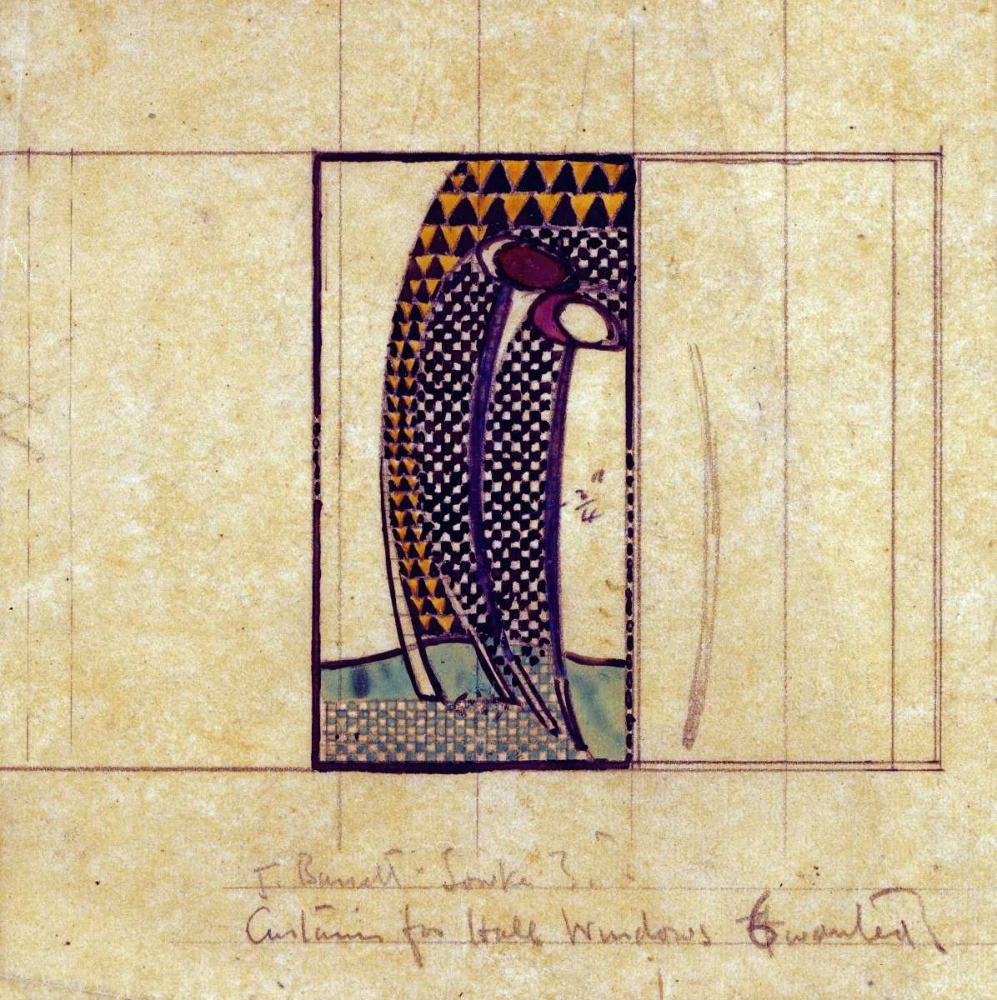 Wall Art Painting id:89782, Name: Design For Curtains For The Hall Windows, Artist: Mackintosh, Charles Rennie